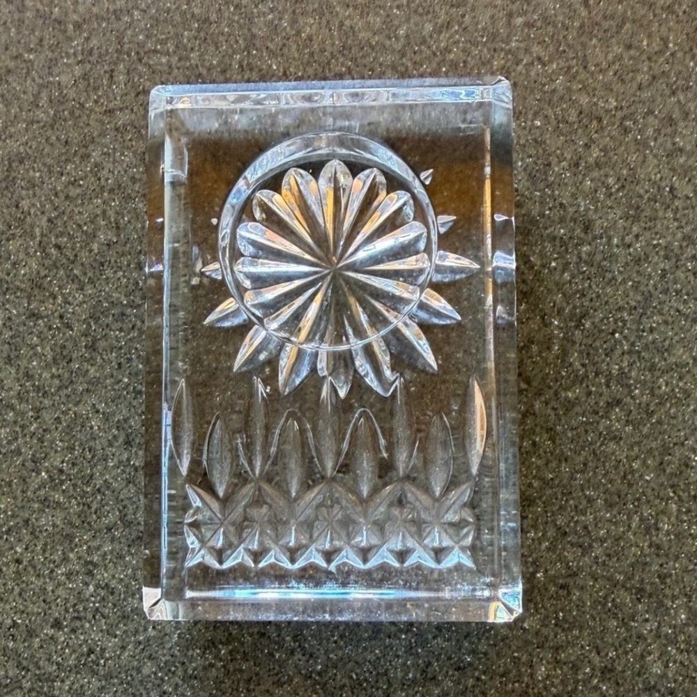 Waterford vintage cut Lead Crystal Paperweight Sunburst Candle Rectangular